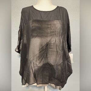 Lola & Sophie Black Gray Top Silk Blend Lagencore Minimalist NWT Small